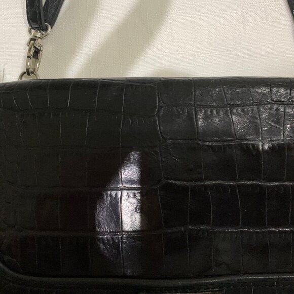 Brighton Travel the World Black Croc Embossed Crossbody/Envelope/Clutch bag - Picture 3 of 12